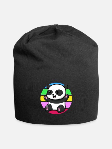 Little Frightening Kawaii Panda - Jersey Beanie - black