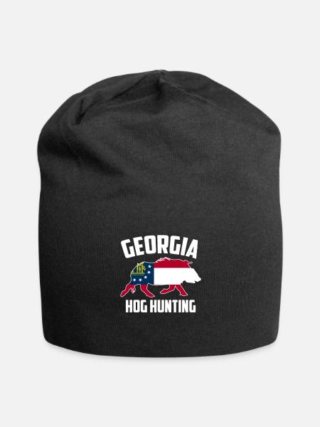 Georgia Hog Hunting Pig Wild Boars Boar Hog Hunter - Jersey Beanie - black - Front