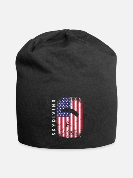 Skydivin, american flag - Jersey Beanie - black - Front