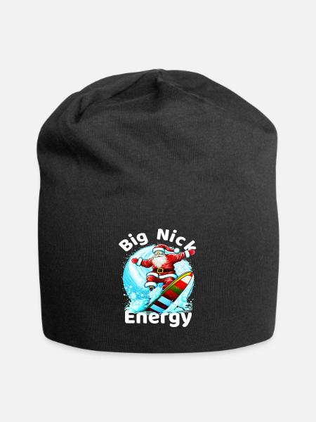 Big Nick Energy,Retro Santa - Jersey Beanie - black - Front