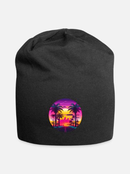 Retrowave Synthwave 80s Design - Jersey Beanie - black - Front