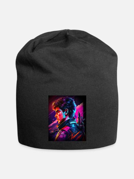 Retrowave Synthwave 80s Design - Jersey Beanie - black - Front
