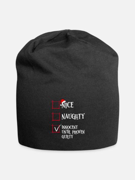 Nice Naughty Innocent Until Proven Guilty Christma - Jersey Beanie - black