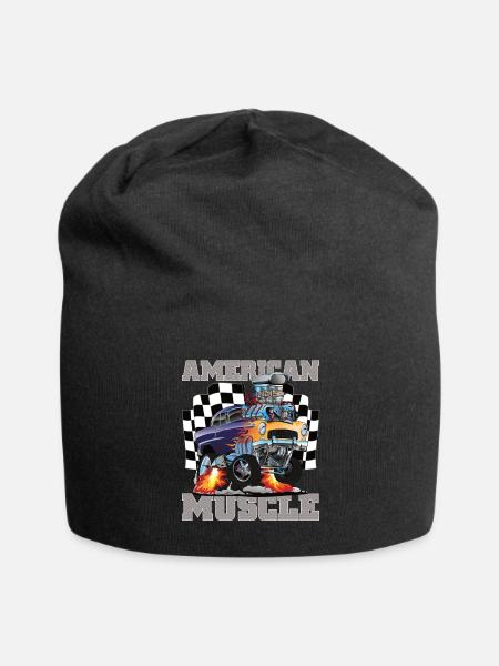 Muscle Cars High Performance Race Car Drag Racing - Jersey Beanie - black - Front