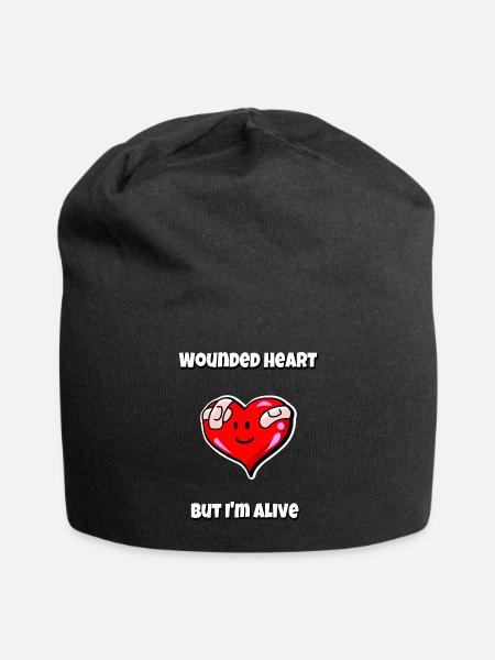 Wounded heart but I'm alive - Jersey Beanie - black - Front