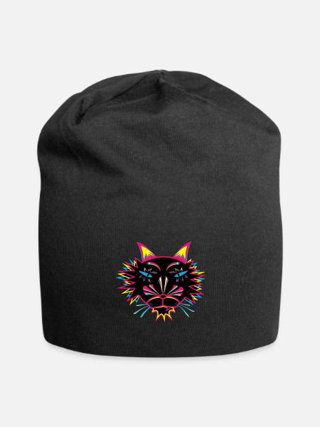 Cat Face - Jersey Beanie - black - Front