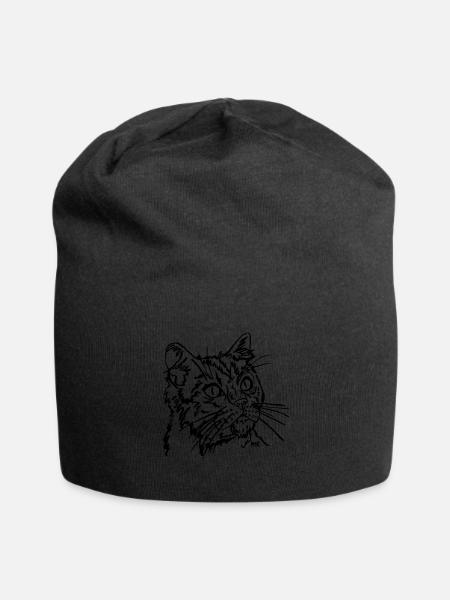 Cat face - Jersey Beanie - black - Front
