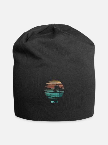 Haiti Cool Souvenir Vacation Artistic - Jersey Beanie - black - Front