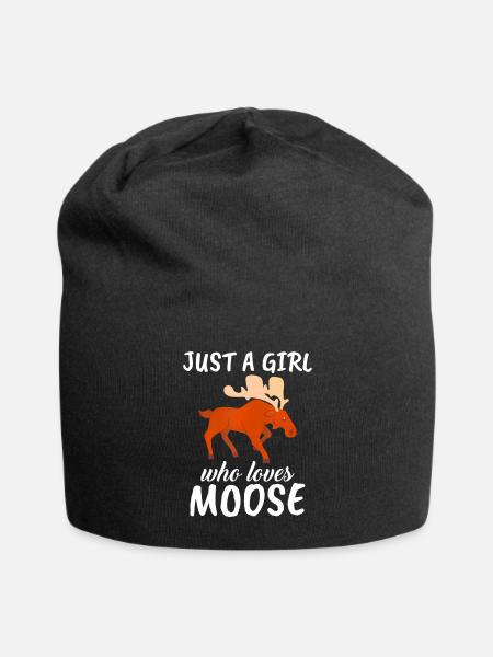 Just A Girl Who Loves Moose Clothes Outfit Moose - Jersey Beanie - black - Front