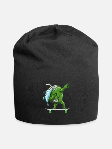 Skateboarding Coconut Coconut Water on Skateboard - Jersey Beanie - black - Front