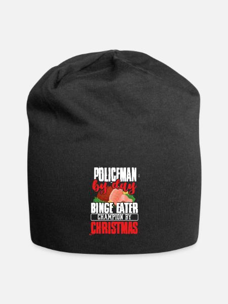 Policeman Christmas Gift Policeman by Day Binge - Jersey Beanie - black - Front