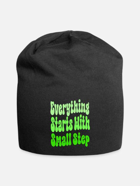 Everything Starts With Small Step - Jersey Beanie - black - Front