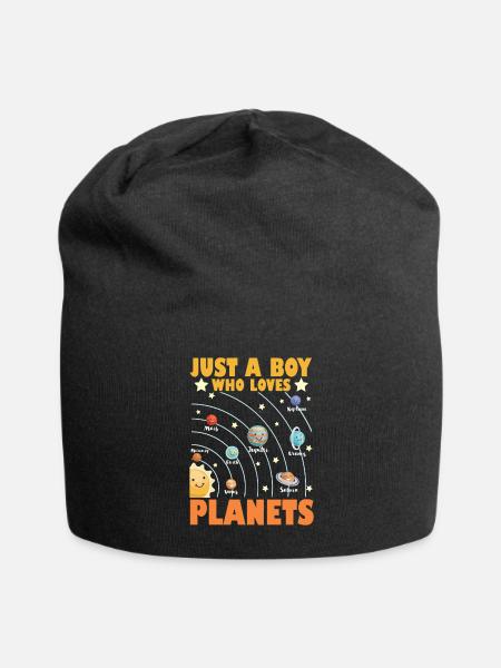 Just A Boy Who Loves Planets Solar System - Jersey Beanie - black - Front