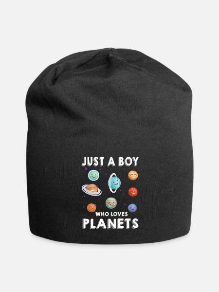Just A Boy Who Loves Planets Solar System - Jersey Beanie - black - Front
