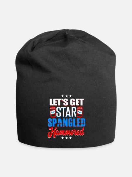 4th Of July Usa Lets Get Star Spangled Hammered Us - Jersey Beanie - black - Front