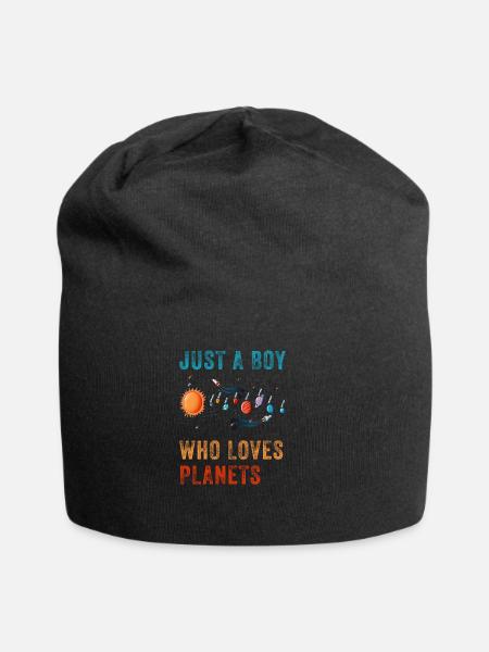Just A Boy Who Loves Planets Solar System - Jersey Beanie - black - Front