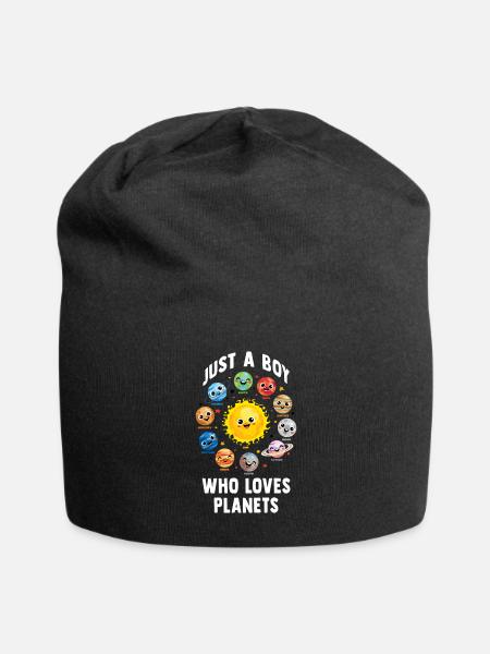 Just A Boy Who Loves Planets Solar System - Jersey Beanie - black - Front