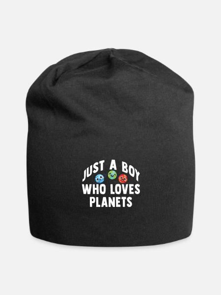 Just A Boy Who Loves Planets Solar System - Jersey Beanie - black - Front