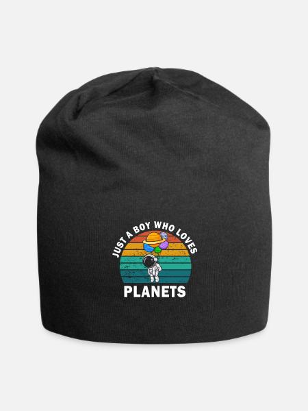 Just A Boy Who Loves Planets Solar System - Jersey Beanie - black - Front