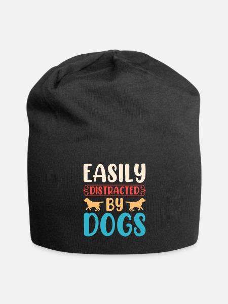 Easily Distracted by Dogs - Jersey Beanie - black - Front