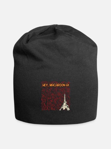 Hey Macaroon a Mille Feuille Foodie Vanilla Slice - Jersey Beanie - black - Front