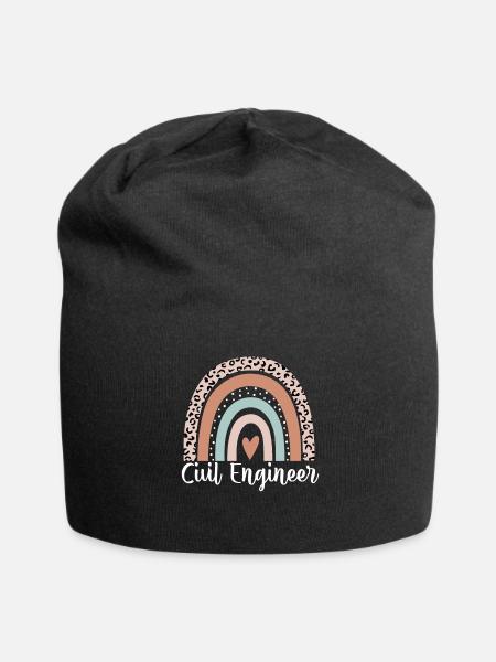 Civil Engineer Rainbow Leopard Funny Civil - Jersey Beanie - black - Front