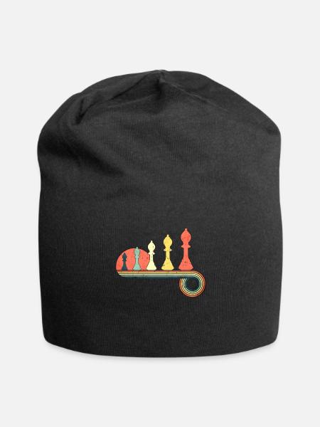 Chess Piece Bishop Vintage Sunset Rainbow Color - Jersey Beanie - black - Front