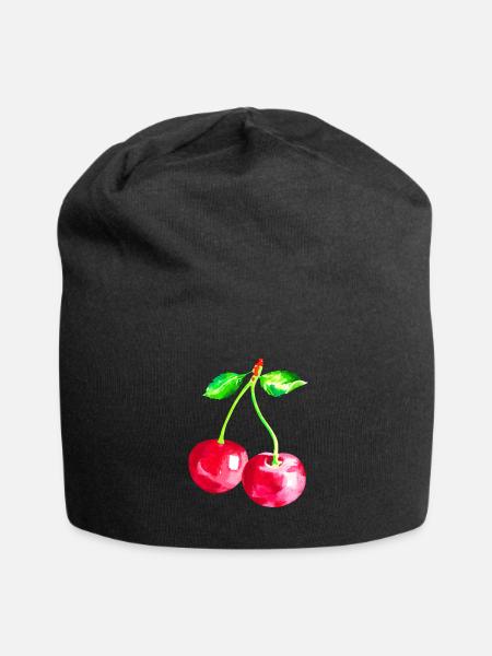 Cherry, Red cherries - Jersey Beanie - black - Front