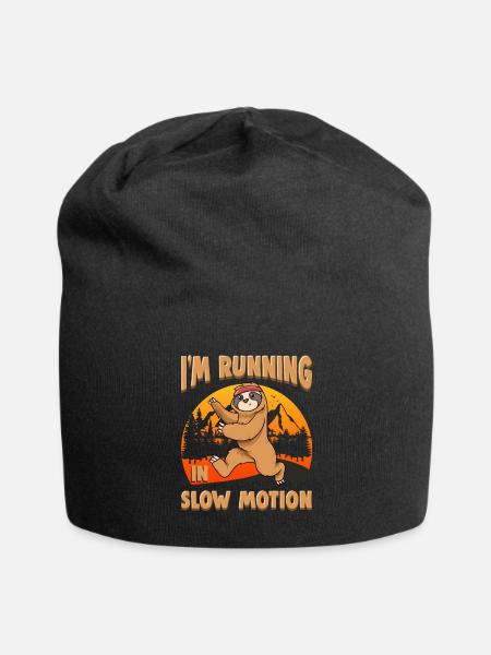 I'm Running in Slow Motion Funny Sloth - Jersey Beanie - black