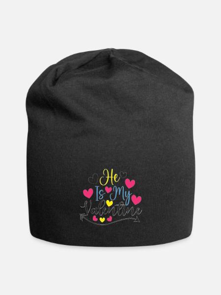 He is my vallentine - Jersey Beanie - black