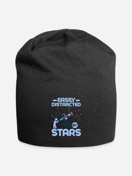 Easily Distracted By Stars Stargazer Telescope Ast - Jersey Beanie - black - Front