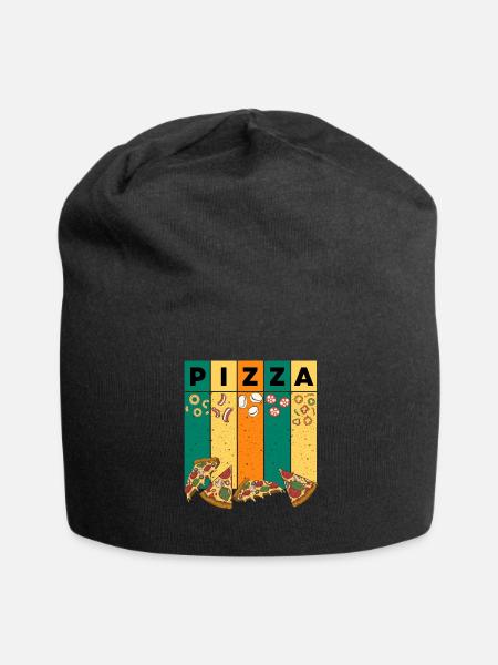 Vintage Pizza ingredients - Jersey Beanie - black - Front