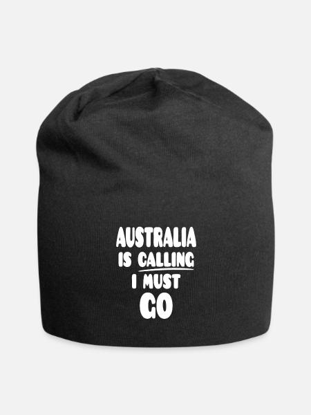 Australia Is Calling I Must Go Souvenir - Jersey Beanie - black