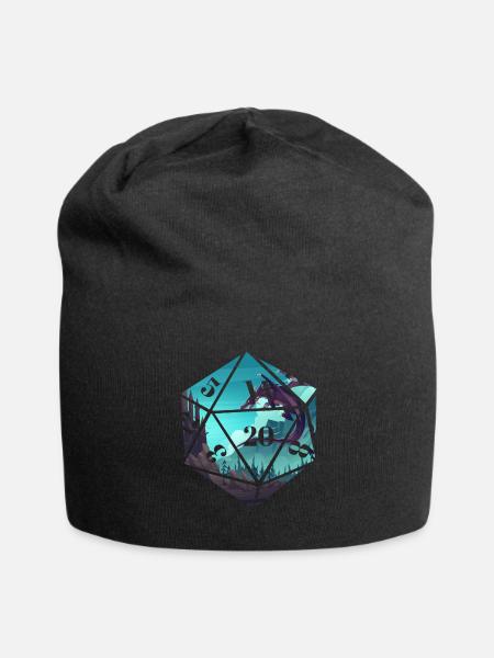 rpg roleplaying knight rpg gamer tabletop dice - Jersey Beanie - black - Front