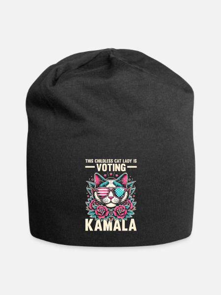 This Childless Cat Lady Is Voting Kamala - Jersey Beanie - black