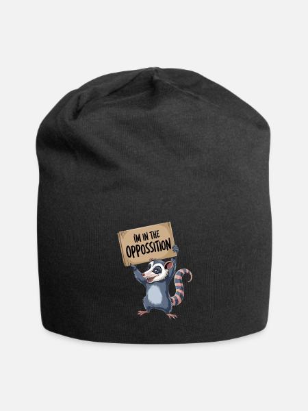 I'm In The Oppossition Opossum Pun - Jersey Beanie - black - Front