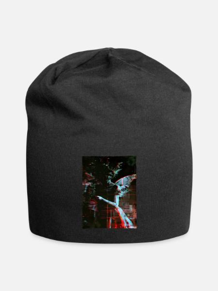 Dark Fairy Cybergoth Fairycore Glitch Graphic - Jersey Beanie - black - Front