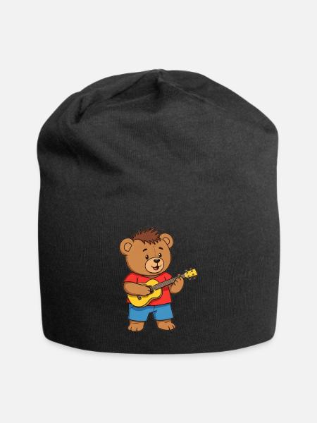 Teddy bear musician - Jersey Beanie - black