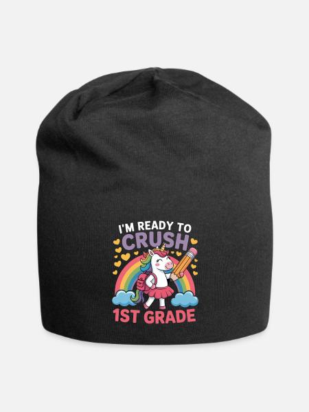 Crush 1St Grade Dabbing Unicorn Back To School - Jersey Beanie - black