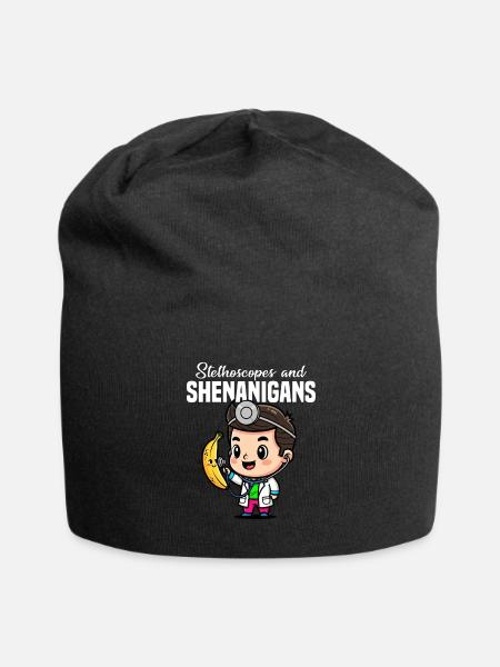 STETHOSCOPES AND SHENANIGANS - DOCTOR GIFT - Jersey Beanie - black - Front