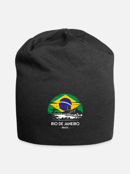 Rio De Janeiro City Brazil Flag - Jersey Beanie - black
