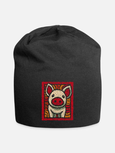 Playful Pig Pop Art Rug - Jersey Beanie - black - Front