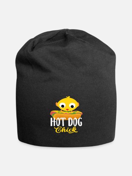 Hot Dog Chick Hot Dog Lover Fun Design - Jersey Beanie - black - Front