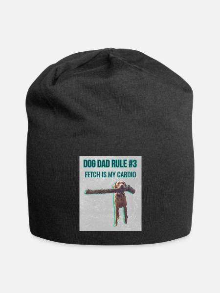 Dog Dad Rule #3: Fetch Is My Cardio - Jersey Beanie - black - Front