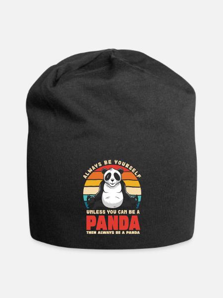 Be Yourself Then Panda: Retro Vibe - Jersey Beanie - black - Front