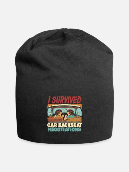 Siblings Brother Sister Car Backseat Negotiations - Jersey Beanie - black