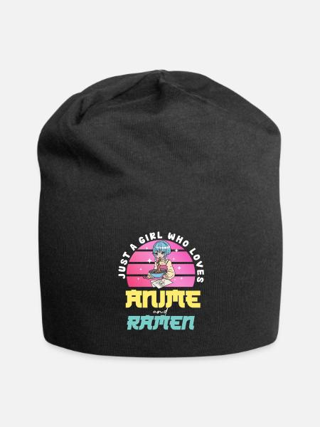 Ramen and Anime Retro Vibe - Jersey Beanie - black - Front