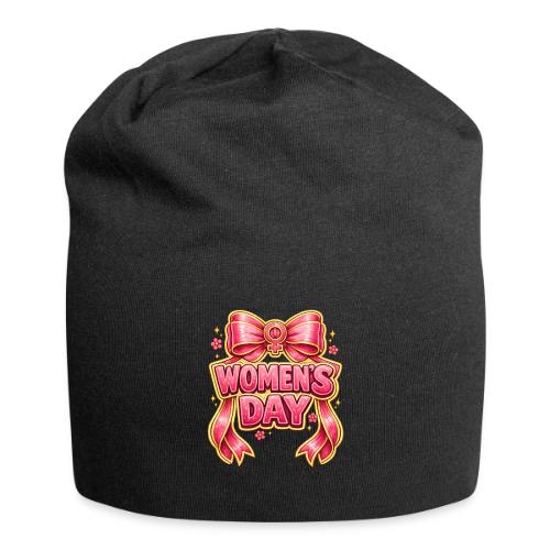 Cute Pink Bow Women’s Day Feminist Symbol - Jersey Beanie