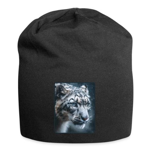 Snow Leopard Blue Eyes Design - Jersey Beanie