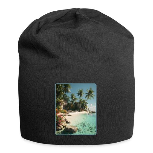 Serene Tropical Beach Floral Design - Jersey Beanie